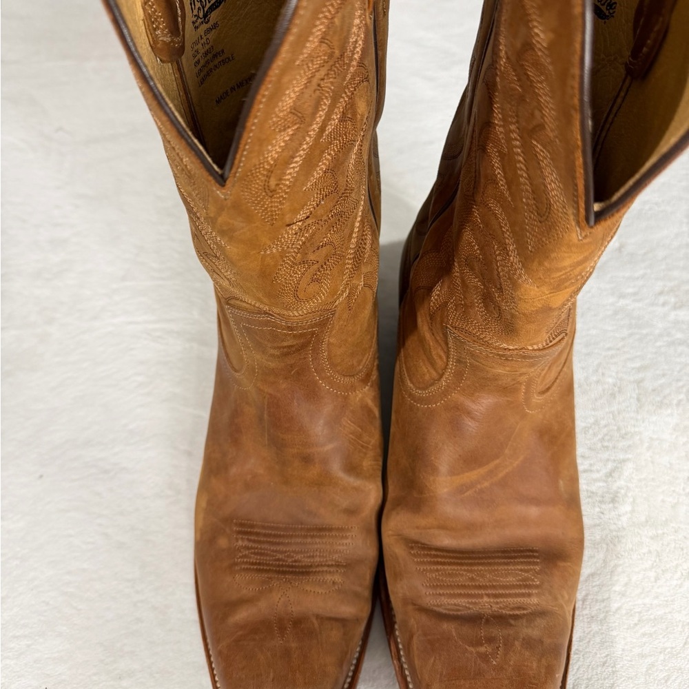 Tony Lama Tan Leather  Mens Cowboy Boots